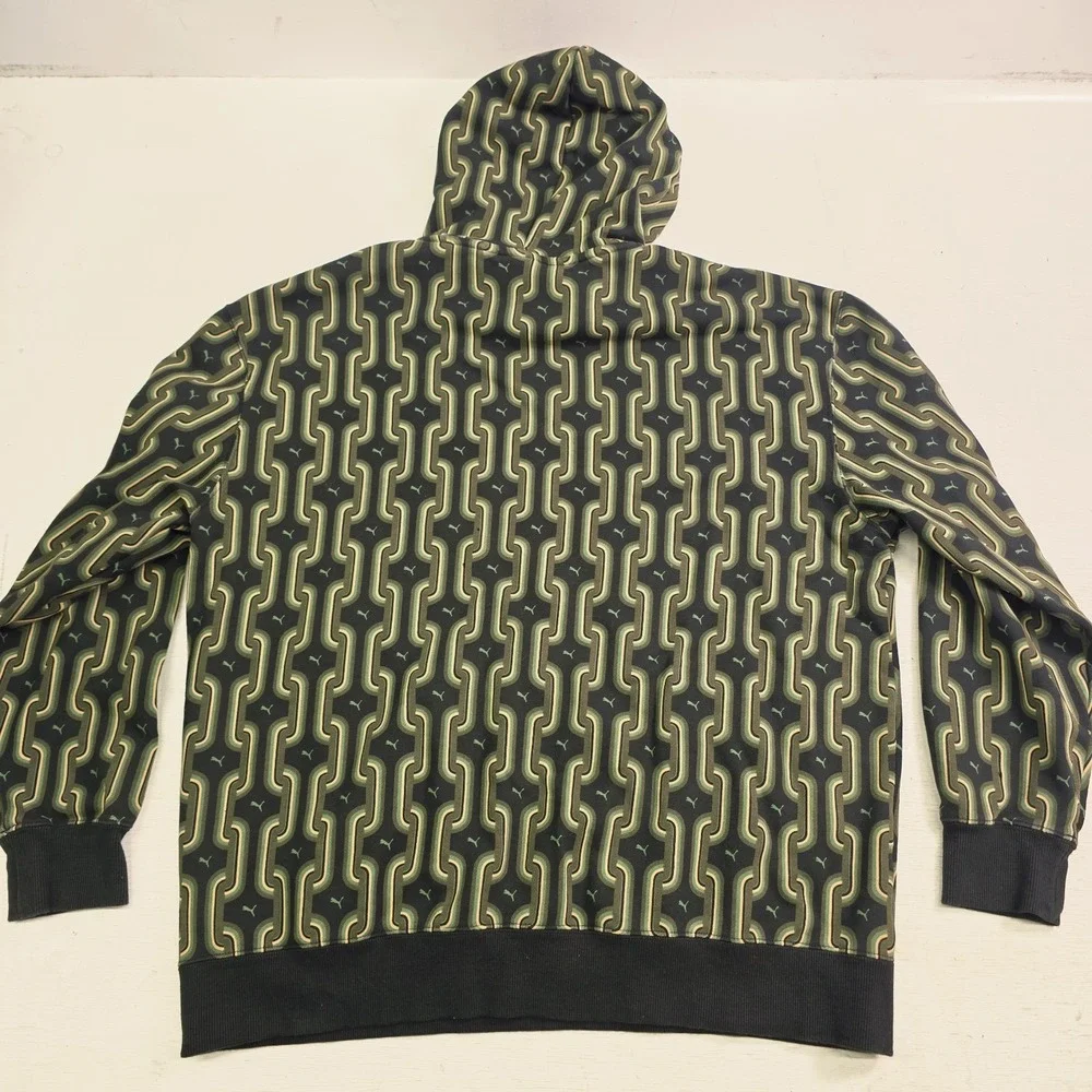 Puma Classics 70s Psychedelic Graphic Herren Chain Pattern Hoodie Mens Sz XL EUC